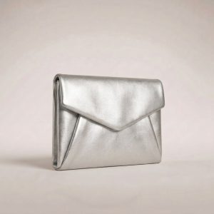 Piega Envelope Clutch – Silver
