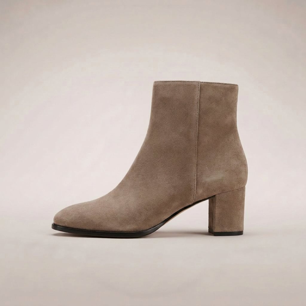 Monti Heeled Ankle Boot – Taupe Suede