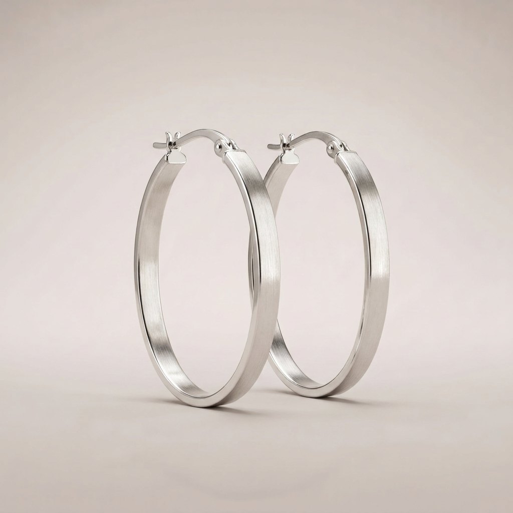 Linea Oval Hoops – Silver
