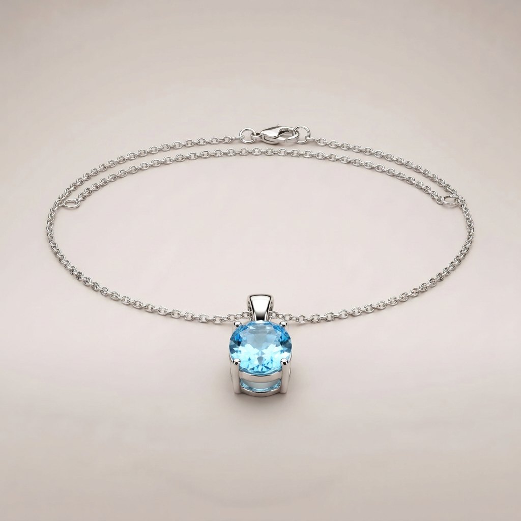 Halo Pendant Necklace – Blue Topaz