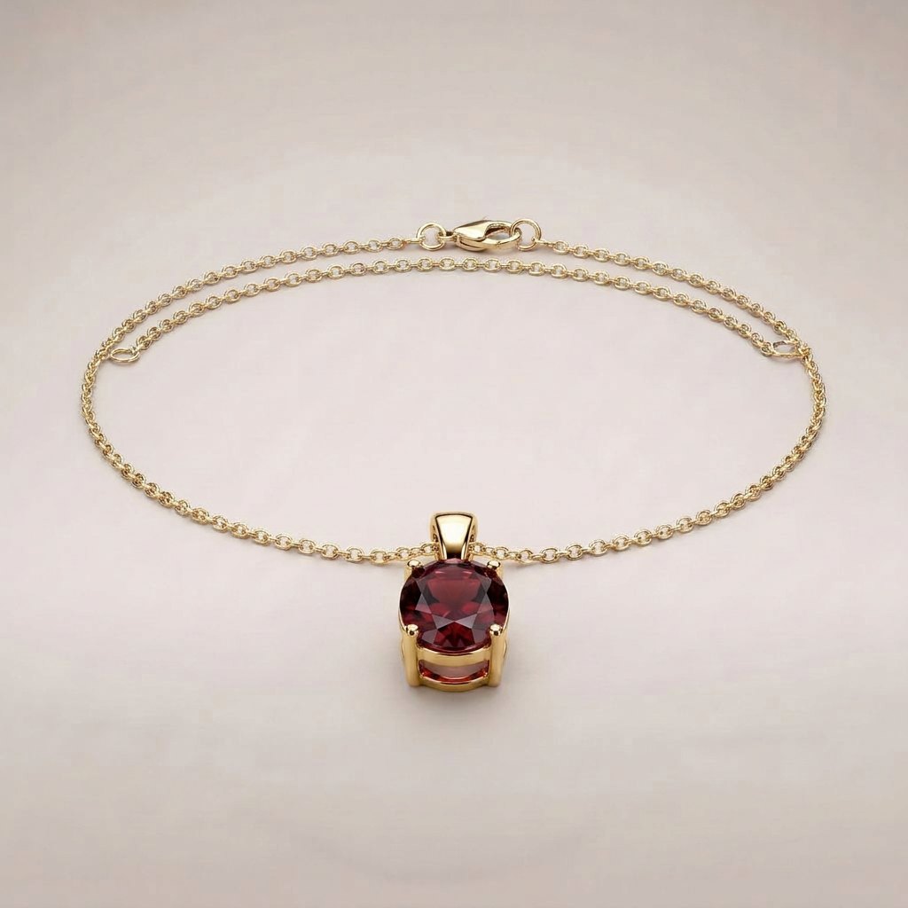 Halo Pendant Necklace – Garnet
