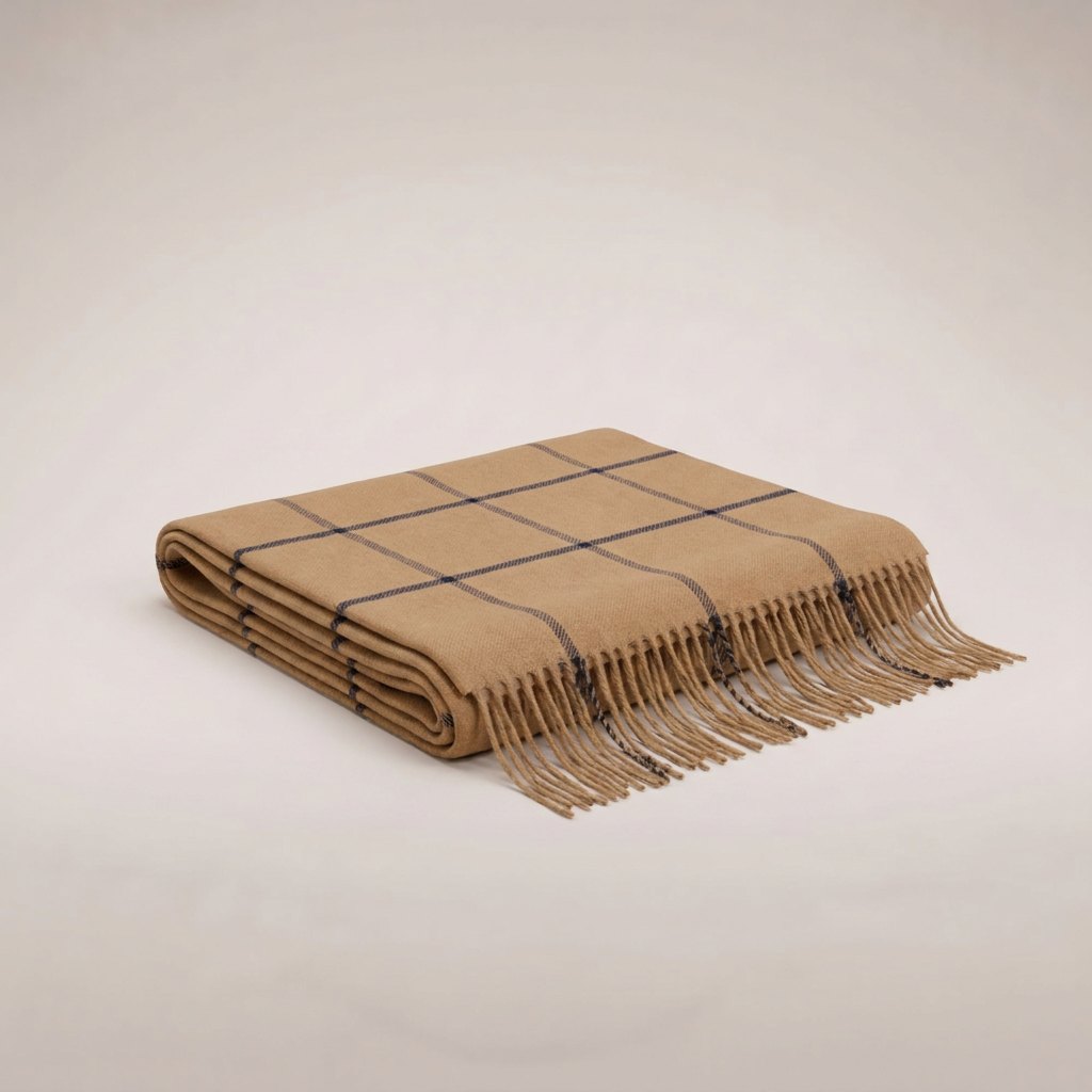Tarn Windowpane Cashmere Scarf – Camel