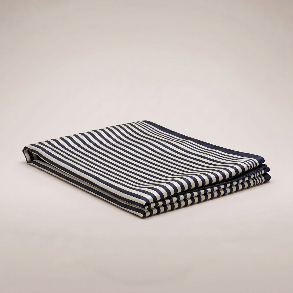 Linea Striped Silk Scarf – Navy